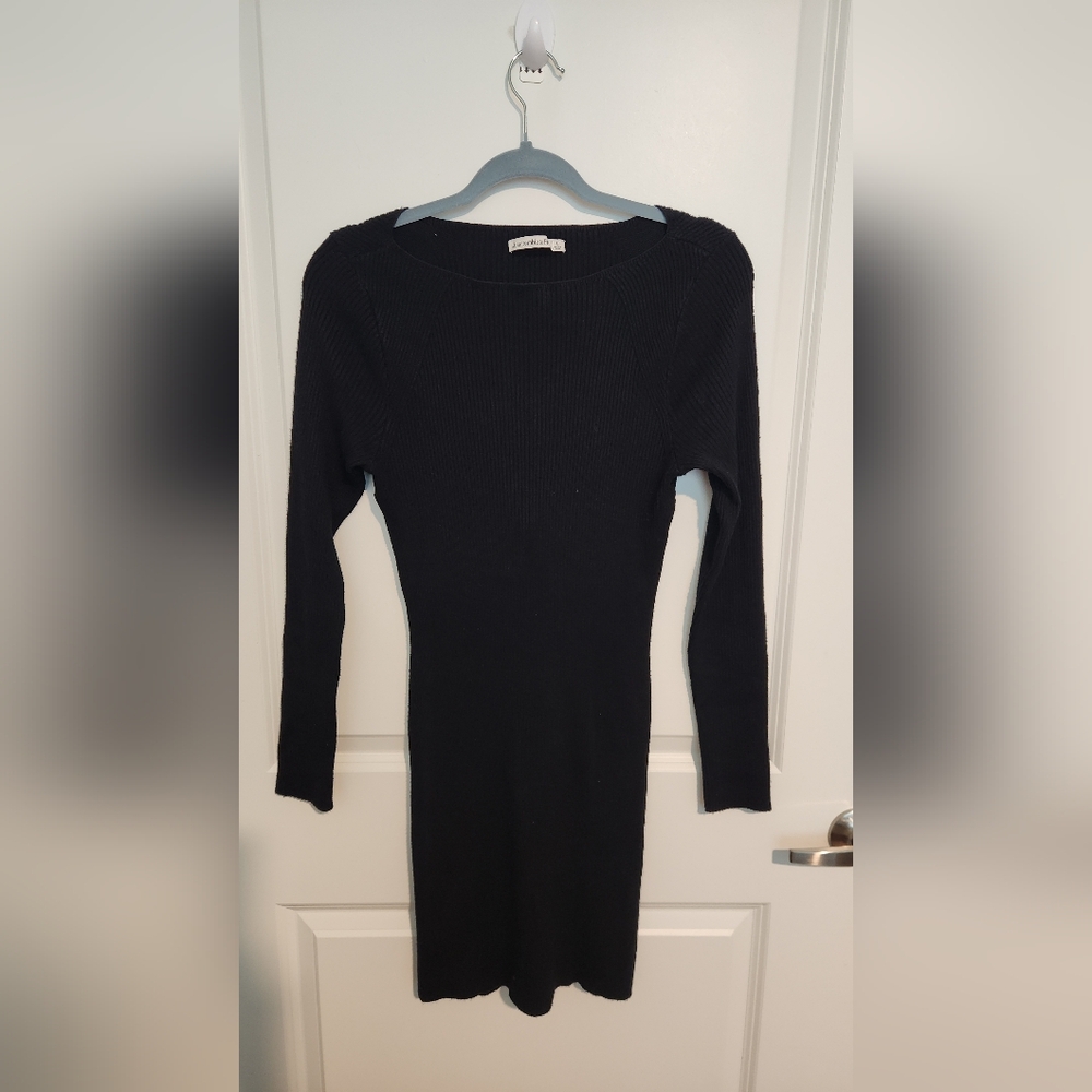 Abercrombie & Fitch Black Ribbed Knit Long Sleeve Dress - Size L